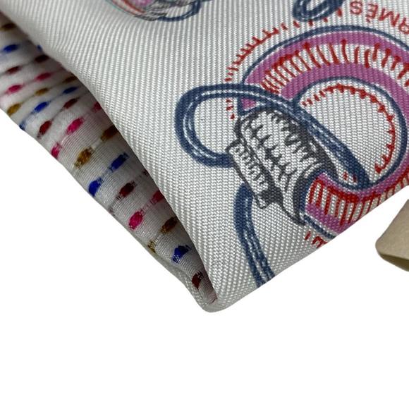 HERMES Twilly Chevaloscope Neon Scarf White Ladies - Picture 5 of 10